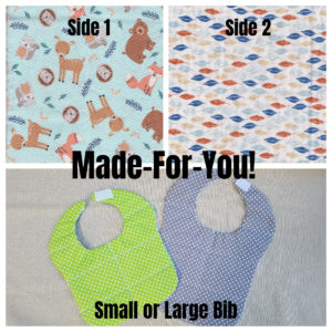 Made-For-You Reversible Bib-Gray/Blue Forest Friends