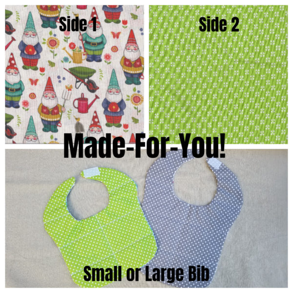 Made-For-You Reversible Bib--Garden Gnomes