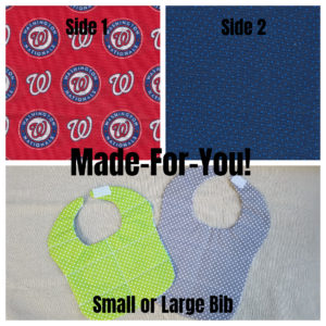 Made-For-You Reversible Bib-Washington Nationals (Licensed fabric)