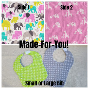 Made-For-You Reversible Bib-Pink Elephants